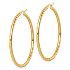 14k Polished 3mm Polished Hoop Earrings