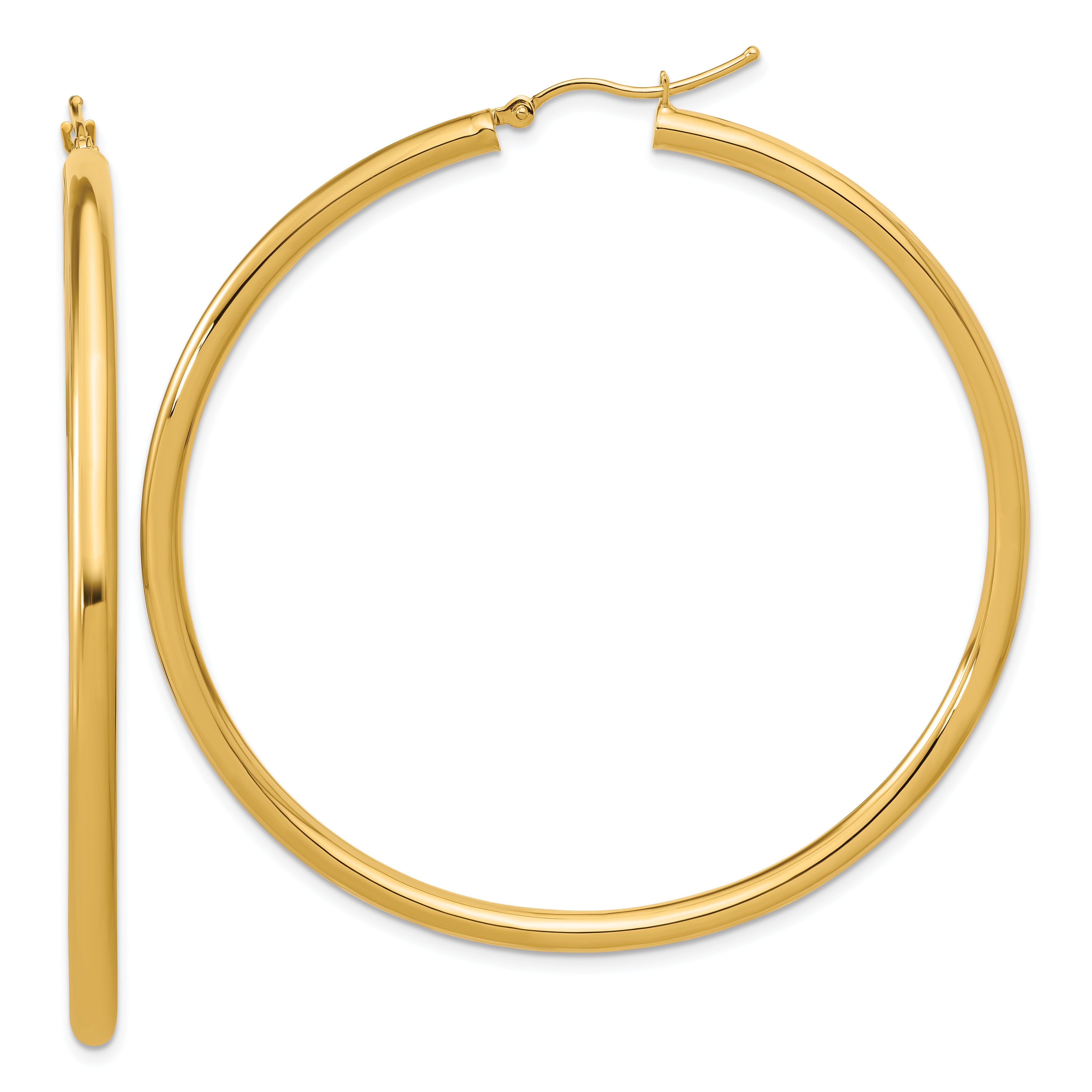 14k Polished 3mm Polished Hoop Earrings