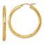 14k Satin and D/C 3mm Round Hoop Earrings