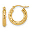 14k Diamond-cut 3mm Round Hoop Earrings