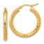 14k Diamond-cut 3mm Round Hoop Earrings
