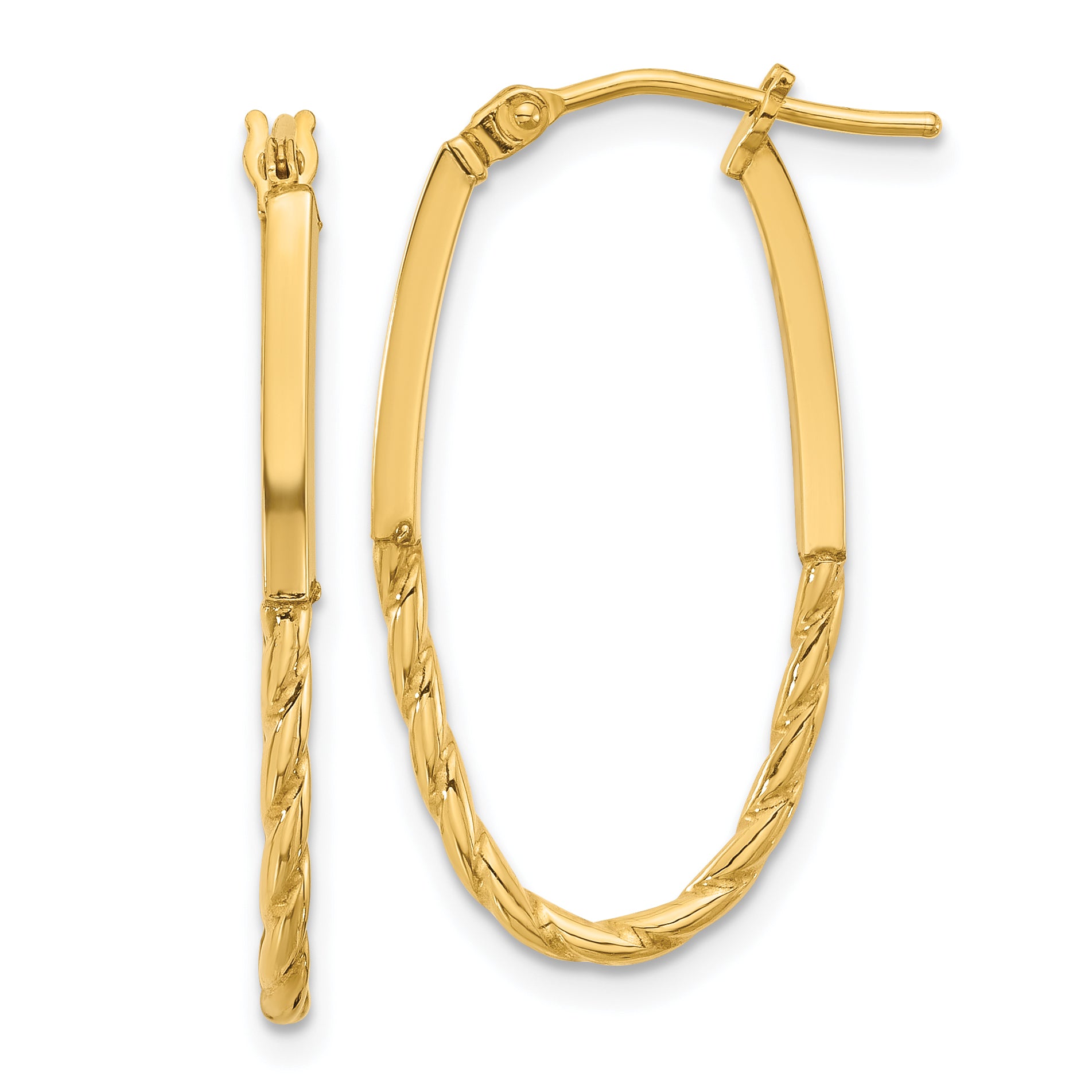 14K Polished Oval Hoop Earrings