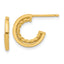 14K Polished and Textured J-Hoop Post Earrings