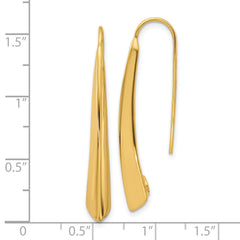 14K Polished Drop Bar Threader Earrings