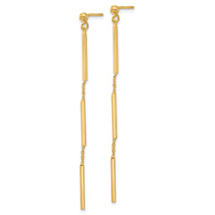 14K Polished 3 Bar Dangle Post Earrings