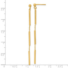 14K Polished 3 Bar Dangle Post Earrings