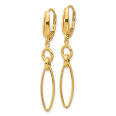 14K Polished and Diamond-cut Dangle Earrings