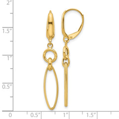 14K Polished and Diamond-cut Dangle Earrings