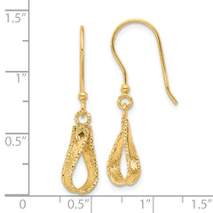 14K Polished and Diamond-cut Dangle Earrings
