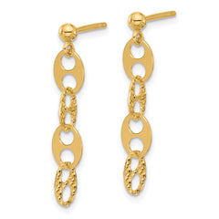 14K Polished and Textured Fancy Link Dangle Earrings