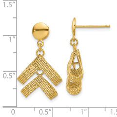 14K Polished and Textured Fancy Dangle Post Earrings