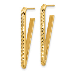 14K Polished and Diamond-cut Triangle Post Earrings
