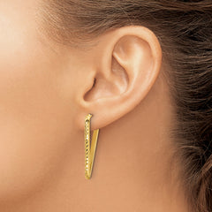 14K Polished and Diamond-cut Triangle Post Earrings