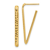 14K Polished and Diamond-cut Triangle Post Earrings