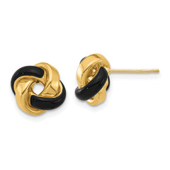14K with Enamel Polished Love Knot Post Earrings