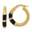 14K with Enamel Polished and Grooved Hoop Earrings