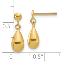 14K Polished Teardrop Dangle Earrings