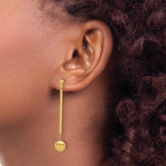 14K Polished Bar with Bead Dangle Post Earrings