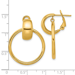 14K Polished Circle Dangle Omega Back Earrings