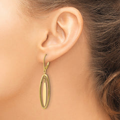 14K Polished and Textured Dangle Leverback Earrings