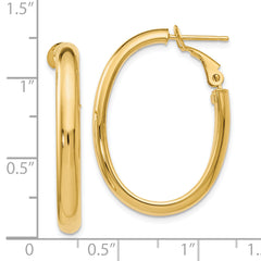 14K Polished Oval Hoop Earrings