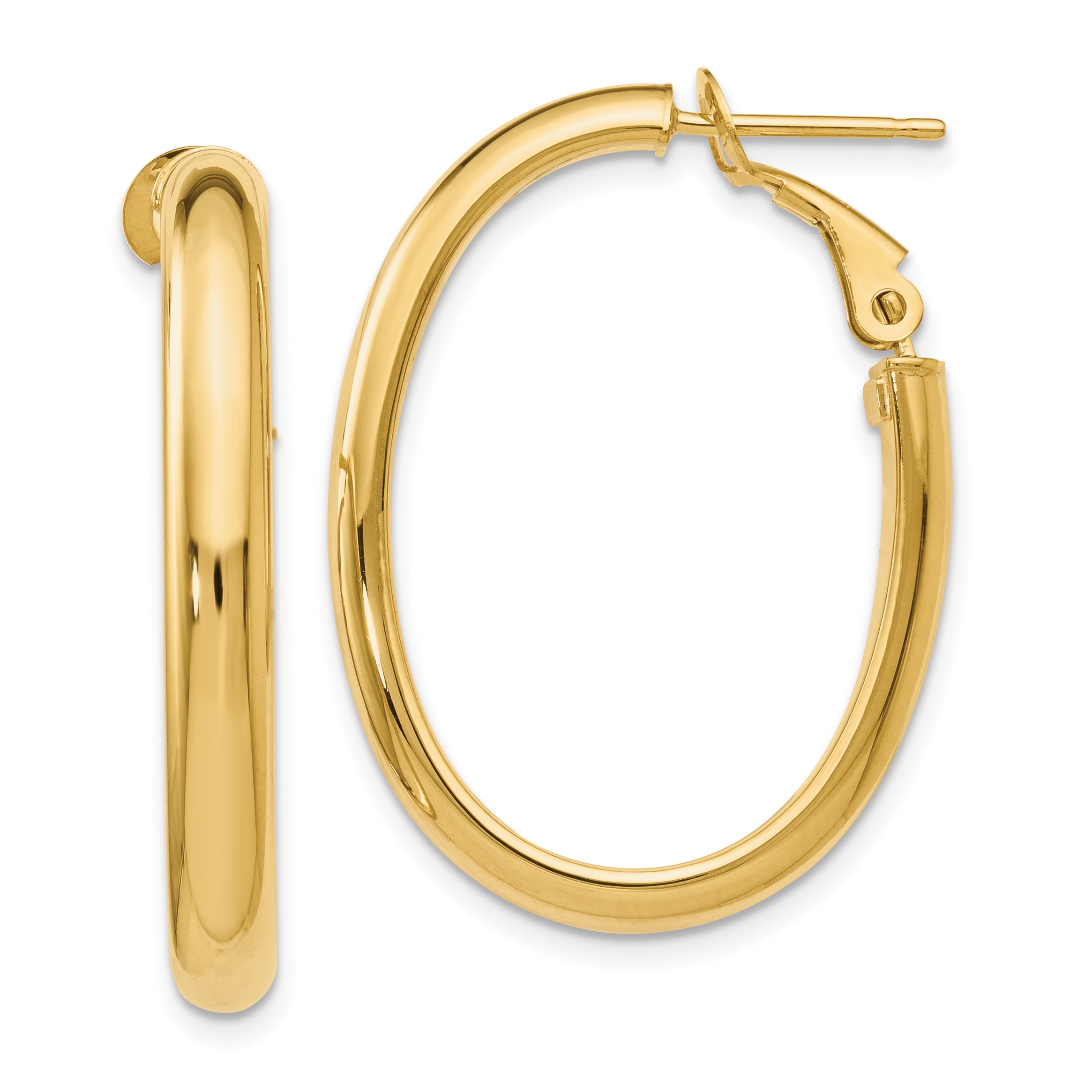 14K Polished Oval Hoop Earrings