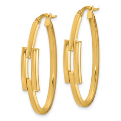 14k Polished Oval Square Tube Hoop Earrings