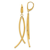 14k Polished and Textured Tube Dangle Leverback Earrings