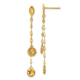 14K Polished and Diamond-cut Disc Dangle Post Earrings