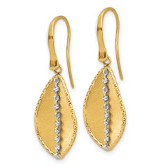 14K Two-tone Polished and Satin Teardrop Dangle Earrings