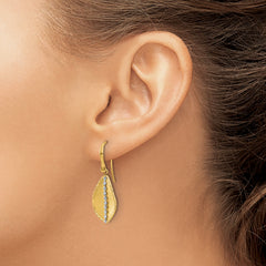 14K Two-tone Polished and Satin Teardrop Dangle Earrings