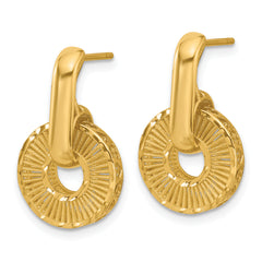 14K Polished and Diamond-cut Dangle Post Earrings