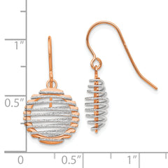 14K Two-tone White/Rose Polished Wire Wrapped Dangle Earrings