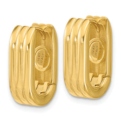 14K Polished / Grooved Hinged Huggie Hoop Earrings