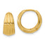 14K Polished/Grooved Round Huggie Hoop Earrings