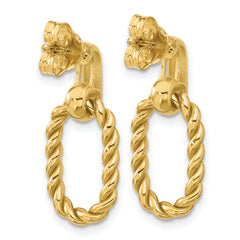 14K Polished and Twisted Oval Link Dangle Post Earrings