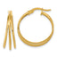 14K Polished 3-row Round Hoop Earrings
