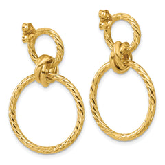14K Polished and Twisted Circles Dangle Post Earrings