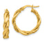 14K Polished and Twisted Round Hoop Earrings