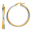 Twist Round Hoop Earrings in 14K Two-Tone Gold, 35mm Diamond-Cut - Sophia Jewelers