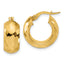 14K Polished and Diamond-cut Hoop Earrings