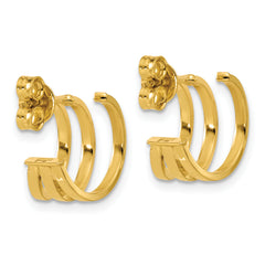 14K Polished 3-row Post J-hoop Earrings