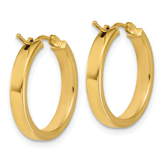 14K Polished Square Tube Round Hoop Earrings