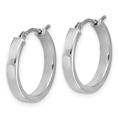 14K White Gold Square Tube Round Hoop Earrings