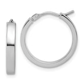 14K White Gold Square Tube Round Hoop Earrings