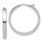 14K White Gold Square Tube Round Hoop Earrings
