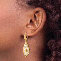14K Two-tone Polished Dangle Leverback Earrings