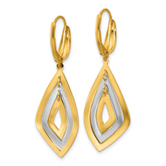 14K Two-tone Polished Dangle Leverback Earrings