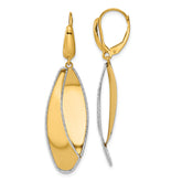 14K Two-tone Polished / Dia-cut Dangle Leverback Earrings