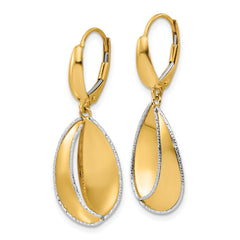 14K Two-tone Polished / Dia-cut Dangle Leverback Earrings
